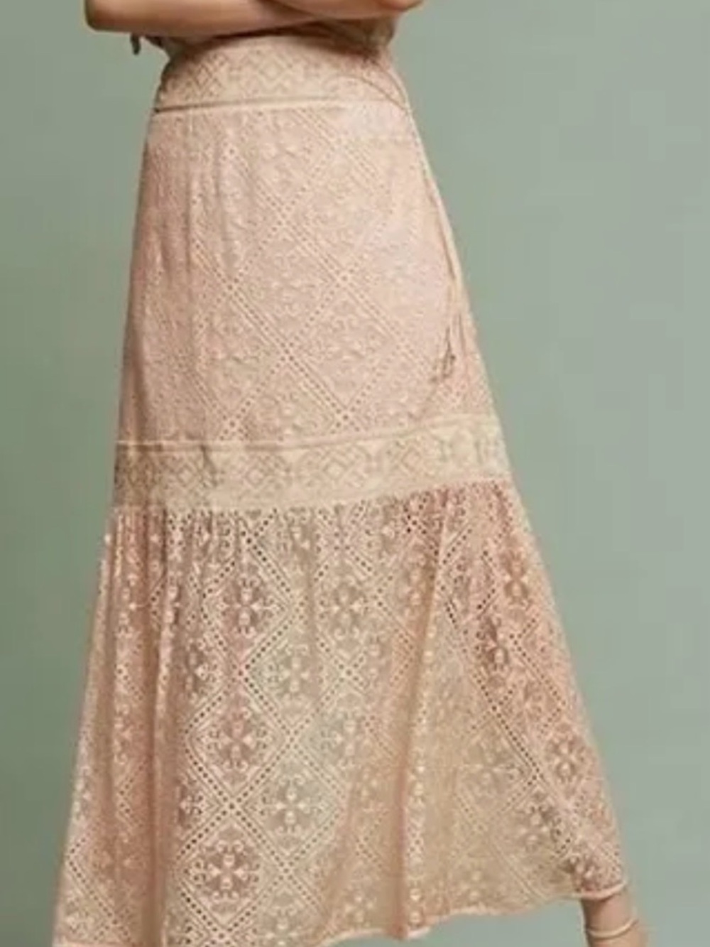 🌸 Queen & Pawn Lace Peach Maxi Skirt – Anthropologie 🌸